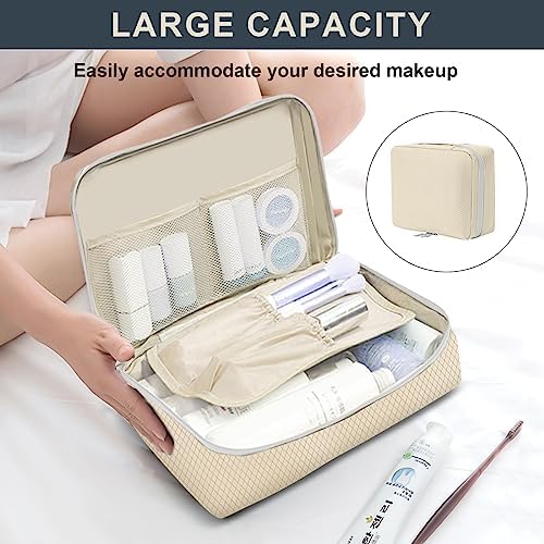 Otoomenz Compression Packing Cubes, 8 PCS Extensible Suitcase Organiser Bags Set, Packing Cubes with Cosmetic Organizer, Luggage Organiser Set for Travel or Home Storage (White)