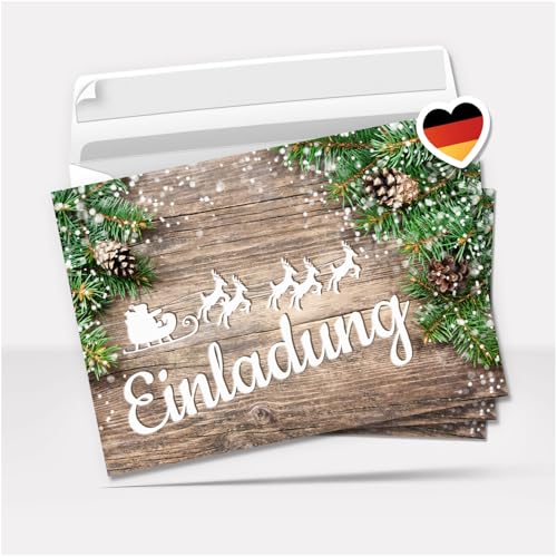 10 Einladungskarten Weihnachtsfeier mit Umschlägen – Hochwertige Postkarten Einladungen Weihnachten, Weihnachtsfeier, Advent & Heiligabend - Motiv Vintage Holz 10 Einladungskarten Weihnachtsfeier mit Umschlägen – Hochwertige Postkarten Einladungen Weihnachten, Weihnachtsfeier, Advent & Heiligabend - Motiv Vintage Holz