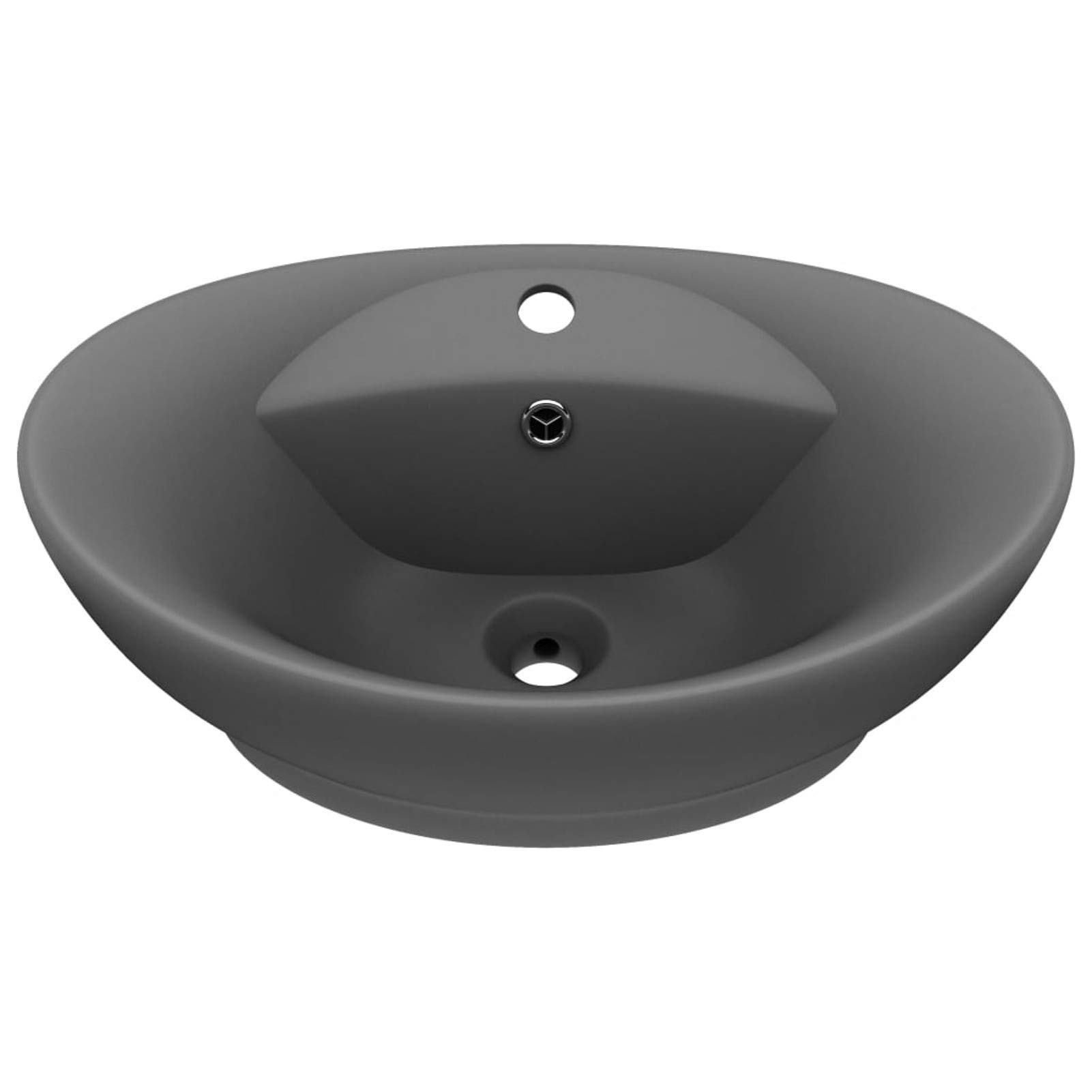 ShGaxin Lavabo Lujoso con rebosadero cerámica Gris Oscuro 58,5x39 cm, Fregadero, Lavabo Baño, Lavamanos Baño, Lavatorio Casa De Banho, Mueble Lavabo sobre Encimera