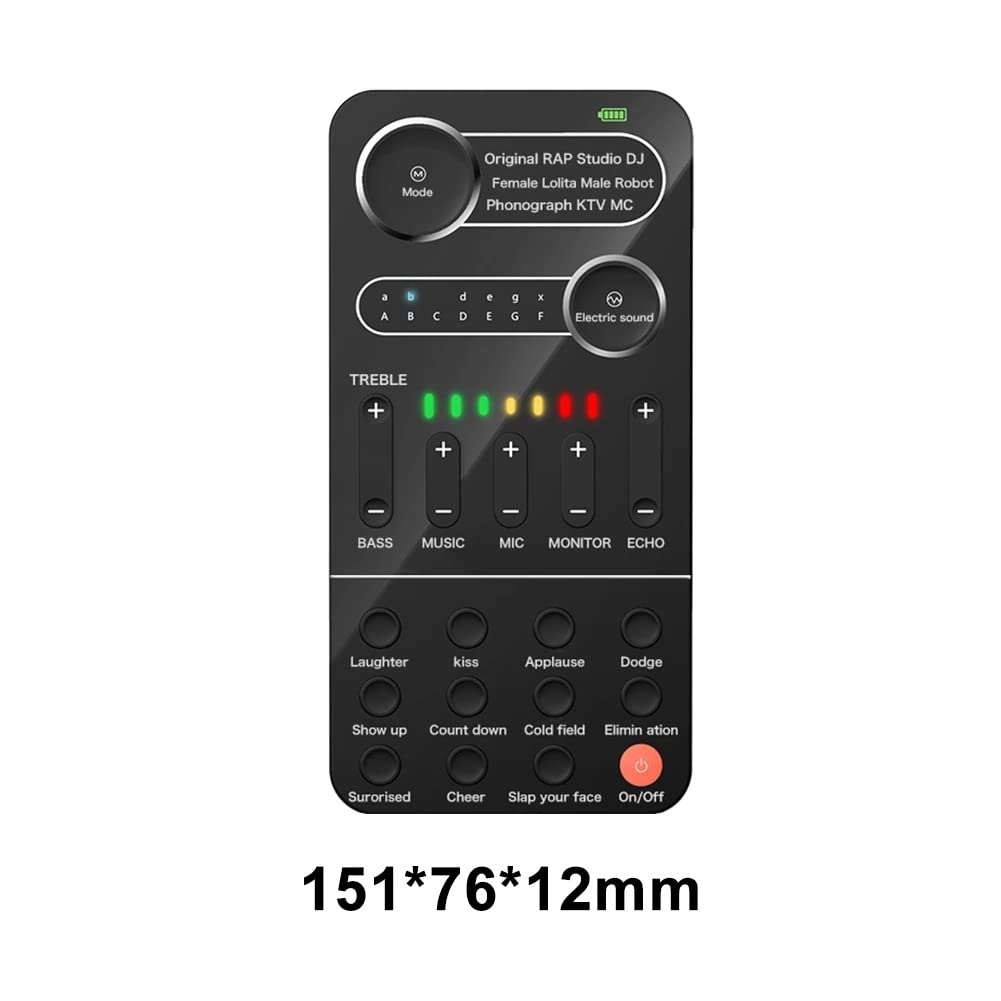 Tragbarer Sprachwechsler mit mehreren Audio-Effekten, kompatibel mit Live-Sound-Wechselkarte, Handy, PC, Tablet, Lautsprecher-Gerät (D 15 x 7,6 x 1,2 cm)