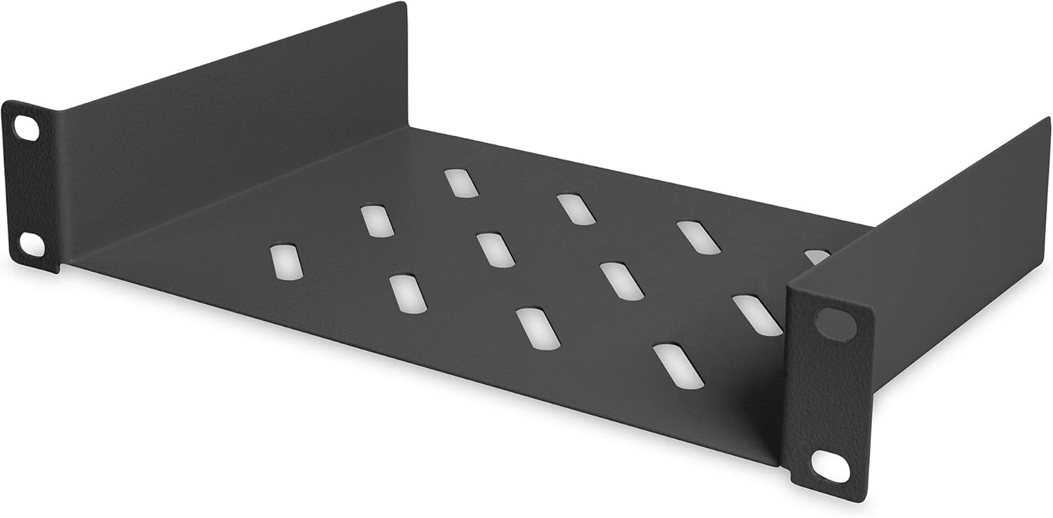 Zyxel 16-Port Gigabit Ethernet Unmanaged Switch - Design ohne Lüfter[GS1100-16v3] & DIGITUS Fachboden - 1HE - 10-Zoll (254 mm) - Für Netzwerk-Schrank - 150 mm Tief - Perforiertes Stahl-Blech - Schwarz