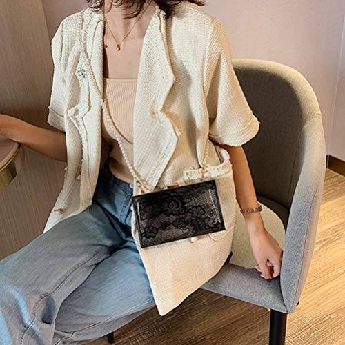 KESYOO Bolsa de Acrílico Bolsa de Renda Elegante Bolsa de Noite Com Alça de Corrente de Pérola Bolsa