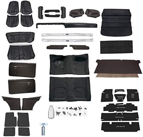 Complete Interior Kit for 1971 Nova without AC, Bucket Seats, Black