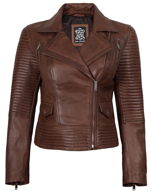 Image of Blingsoul Womens Real Leather Jacket - Asymmetrical Leather Jackets for Women