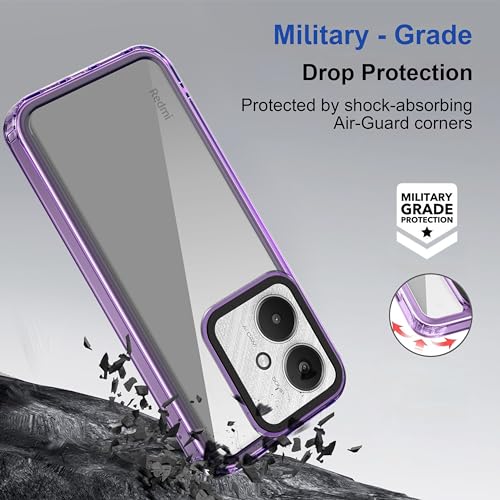 Image of amazon basics Back Case Cover for Mi Redmi 13C 5G (TPU + PC Purple)