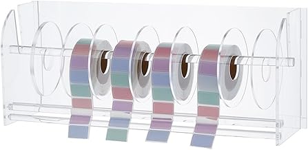 SUPERFINDINGS Acylic Label Dispenser Adjustable Sticker Roll Holder with 8 Disks Clear Label Roll Holder Tape Dispenser Acrylic Sticker Dispenser Roll Holder for Sticker Label