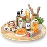 AMH 24 Inch Solid Oak & Iron Lazy Susan