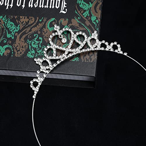 Makone 2 Pieces Girls Crystal Tiara Silver Princess Crown Bendable Adjustable Headband Ultralight Hair Accessories For Birthday Party Wedding Photograph #TOP4