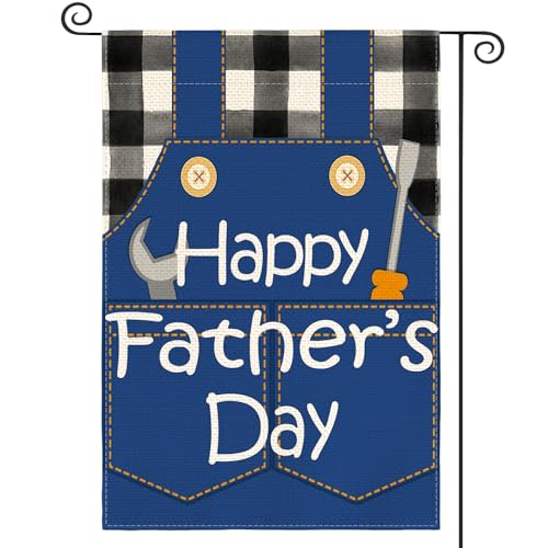 AVOIN colorlife Plaid Happy Fathers Day Garden Flag 12x18 Inch
