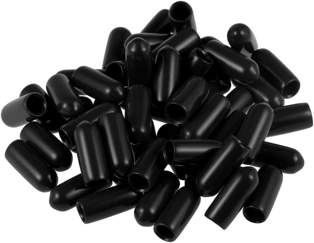 80pcs Rubber End Caps 4.5mm ID Vinyl Round End Cap Cover Screw Thread Protectors Black