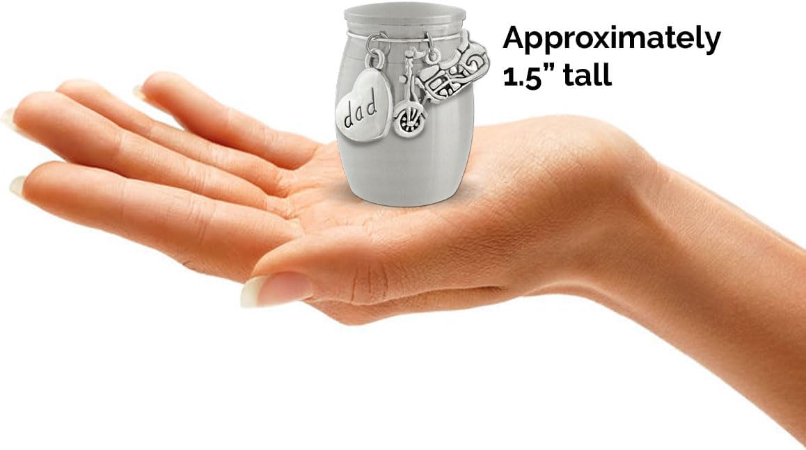 Dad Motorcycle Mini Urn Ashes Holder Biker Memorial Loss of Father Remembrance Gift for Daughter or Son Heavyweight Stainless Steel