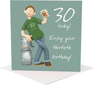 Holy Mackerel Thirstieth Birthday male 30th birthday card designed by Erica Sturla, for brother, son, husband, nephew etc. Card is 15cm square and blank inside for your own message