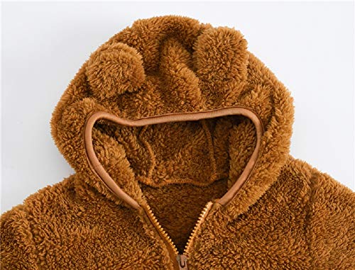 Image of Toddler Girls Boys Fleece Hoody Jacket Zip Up Teddy Coat Warm Winter Outwear