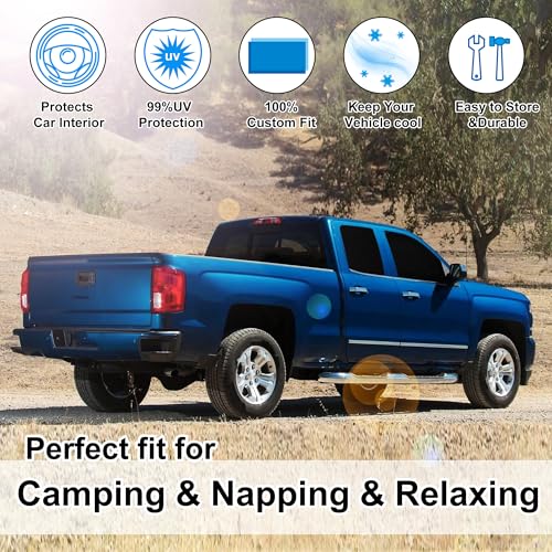 TINGLU Window Shades for Chevrolet/Chevy Silverado 2014-2019 Accessories Full Windows Windshield Sun Shade Sun UV Rays Privacy Protection for Camping 5PCS by TINGLU - Image 6