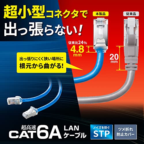 サンワサプライ カテゴリ6A STP LANケーブル KB-T6ASB-005BL
