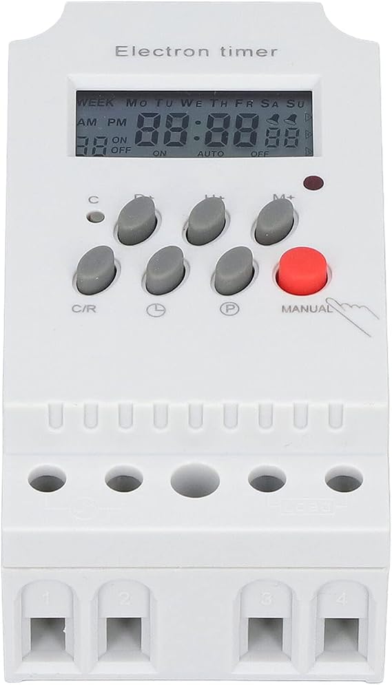 Jeanoko Electronic Timer Switch, Intelligent Microcomputer Controller, Programmable Timing Function for Home Appliances, PA66 Material, 1 Unit (DC 12V)