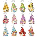 Glenmal 9 Pairs Summer 4th of July Gnome Earrings for Women Patriotic Jewelry Gift Holiday Acrylic Drop Dangle Earrings(Fresh Style)