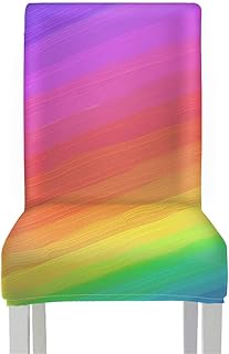 Fundas de Silla de 1/4/6 Uds, Fundas elásticas para Asiento de Silla con Estampado de arcoíris, Fundas Lavables para el hogar, Comedor, Boda HMC1741D5 6pcs