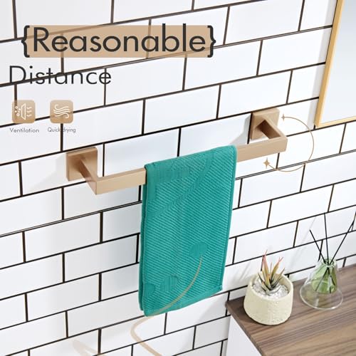 Image of KOKOSIRI 12-Inch Towel Bar for Bathroom Kitchen Towel Holder Wall Mounted SUS304 Stainless Steel Towels Rack, Champagne Bronze B4003CPG-L12