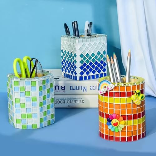 Caelura Mosaiksteine 200g, Quadratische Mosaikfliesen, Glasmosaiksteine Bastelset mit Kunststoffbox, Bunt Mosaik Steine 1x1cm, Mini Mosaik Fliesen für DIY Kunsthandwerk, Heim Deko, Blumentöpfe