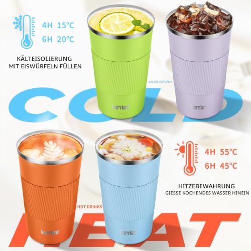 KETIEE Kaffeebecher to go,510ml Thermobecher Kaffee-to-go,Kaffeebecher Thermo,Doppelwandig Reisebecher Travel Mug… – Ansicht 4