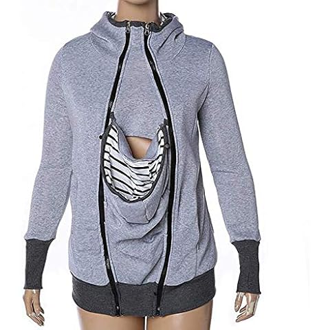 BCBKD Women's Top Maternity Kangaroo Hooded Sweatshirt,Baby Wearing Carrier/Baby Strap Coat/Keep Warm(Cotton) Red Cover