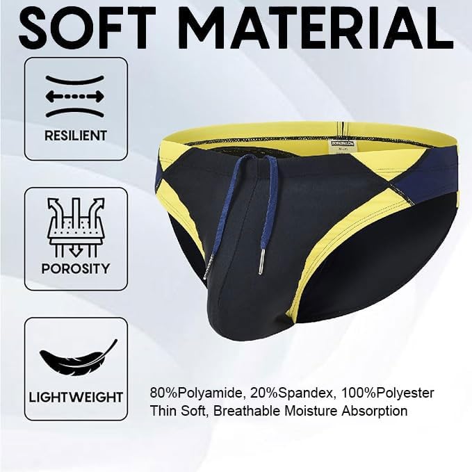 Mens Swim Briefs with Bulge Enhancing Pouch Bikini Sexy Tight Swimwear with Drawstring 1 to 3 Pack - Image 3