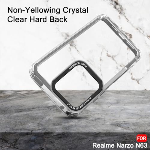 Image of TheGiftKart Hybrid Shockproof Back Cover Case for Realme C63 / Narzo N63 | Stylish Camera Border | Electroplated Buttons | Crystal Clear Hard Back Cover Case (TPU & PC, Smoked Bumper)