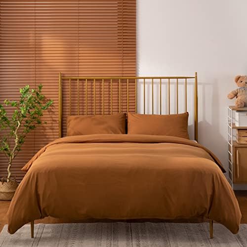 TOCOMOA Duvet Cover Queen Burnt Orange, 100% Microfiber Rust Comforter Cover Set, Ultra Soft 3 Pieces Bedding Set with 1 Duvet Cover and 2 Pillowcases