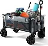 TIMBER RIDGE Outdoor Collapsible Wagon Utility Folding Cart Heavy Duty All Terrain Wheels for Shoppi
