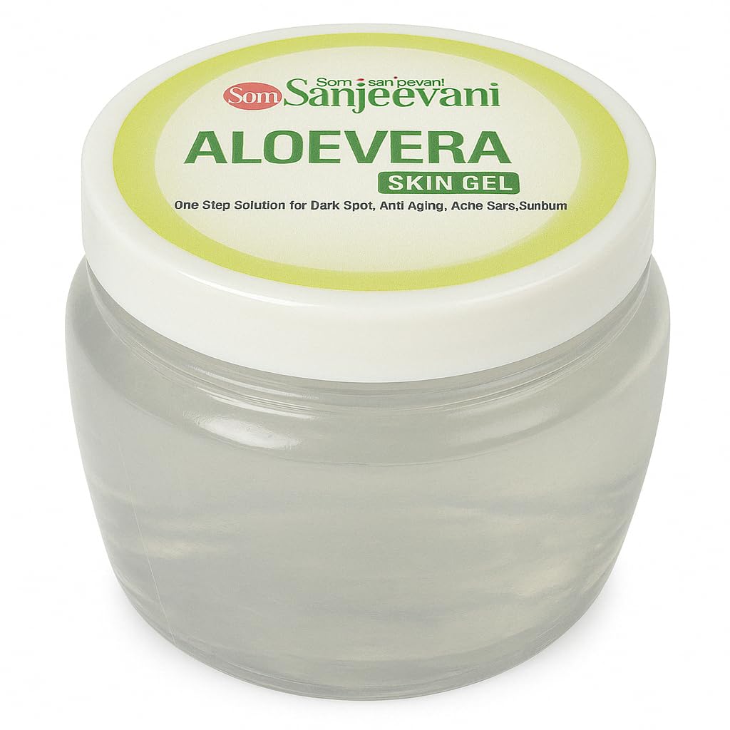 SomSanjeevani Aloevera Gel -200ml-BUY1GET1-Sunburn Relief-Non-Sticky-Fast Absorbing -free from parabens- Pure