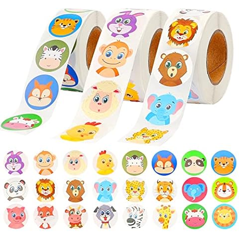 Pack of 1500 Self-Adhesive Animal Stickers Cover
