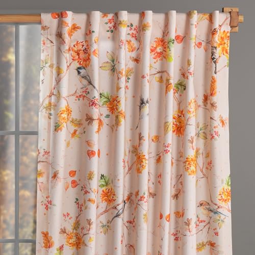 Image of Maison d' Hermine Curtains for Living Room 100% Cotton 96 inch Length One Panel Light Filtering Curtains for Windows with Rod and Loop Pockets Spring Summer (Kelim - Prairie, 50 inch W x 96 inch L)