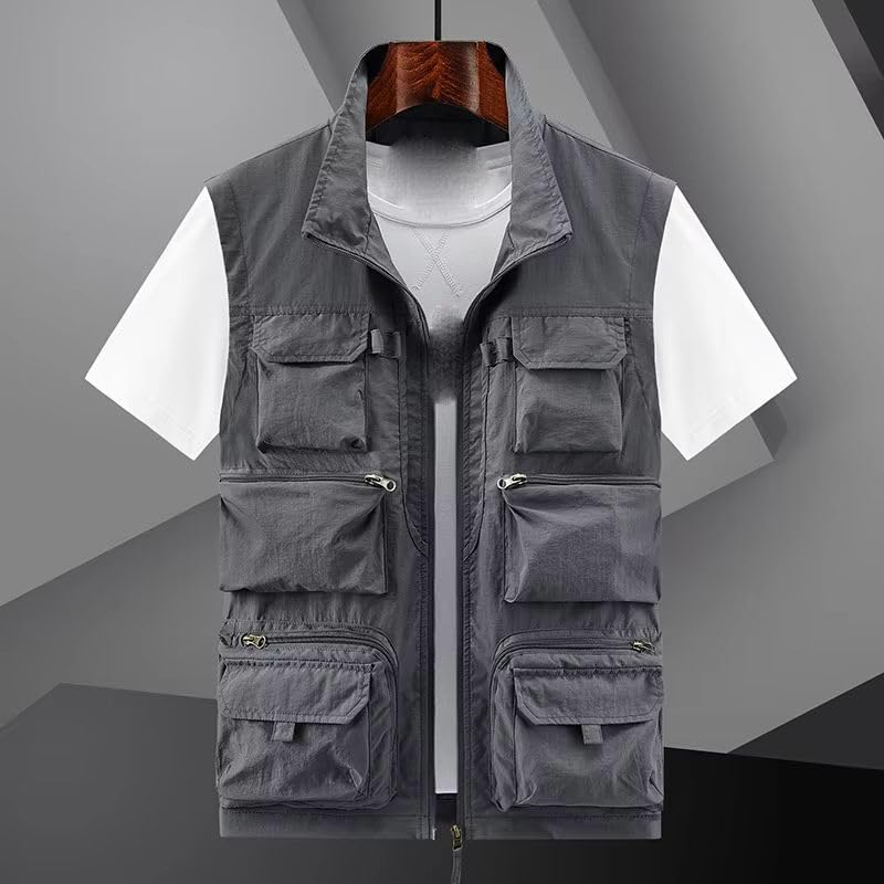 Chaleco para hombre holgado de senderismo camping pesca chaleco casual carga 2