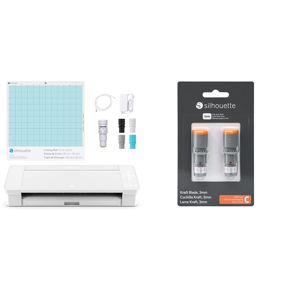 Silhouette America Cameo 4 Schneideplotter, Weiß, 30,5 cm Schneidebreite & 3 mm Kraft Klinge für Cameo 4