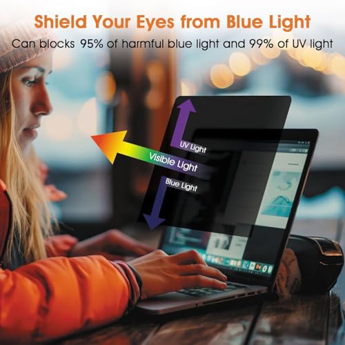 Image of Laptop Privacy Screen 15.6 Inch 16:9, Anti Glare Film Blue Light Filter, Computer Privacy Screen Shield Compatible with 15.6'' Hp Acer Asus Lenovo Dell Samsung Portable Monitor Protector