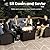Vakollia 10 Pieces Patio Furniture Sets with Fire Pit Table, Wicker Rattan High Back Outdoor Swivel Rocking Chairs Set with 3-Seat Couch, Ottomans and Side Table