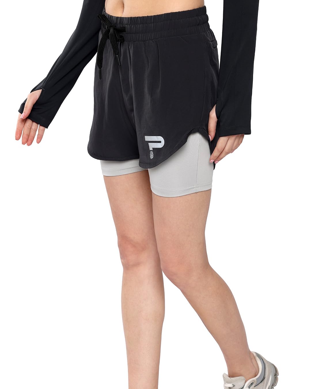 Women's Velocity 2-in-1 Shorts | 190g, 2-in-1 Compression Liner Design, Curved Hem, Zero Chafing, 2-Pockets, Moisture Wicking | Classic Athletic Fit, Charcoal Core-image-8