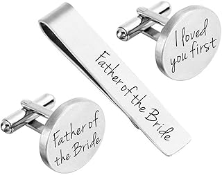 Cufflinks Wedding Engraved Groom Groomsman Father of the Bride Best Man Tie Clip Tack Bar ZUNON