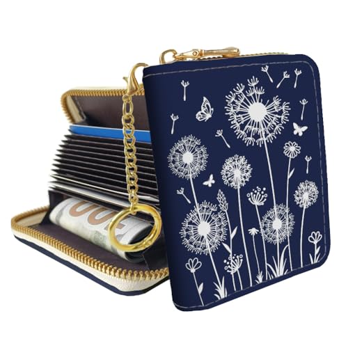 peacoblue Dandelion Credit Card Wallets for Women - Small Credit Card Holder RFID Blocking Wallet, Funny PU Leather Print Credit Card Wallets Accordion Gift