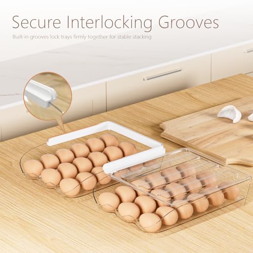 Image of Egg Holder for Fridge 16 Capacity Automatic Rolling Egg Organizer for Refrigerator, Clear Stackable Container for Kitchen or Pantry Storage 1 Pack