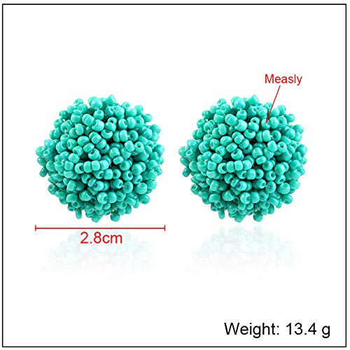 5 Pairs Handmade Seed Beaded Stud Earrings Bohemian Lightweight Wrapped Cluster Rainbow Seed Beads Big Round Earrings Piercing Post Statement Earrings Fashion Jewelry For Women Girls #TOP2