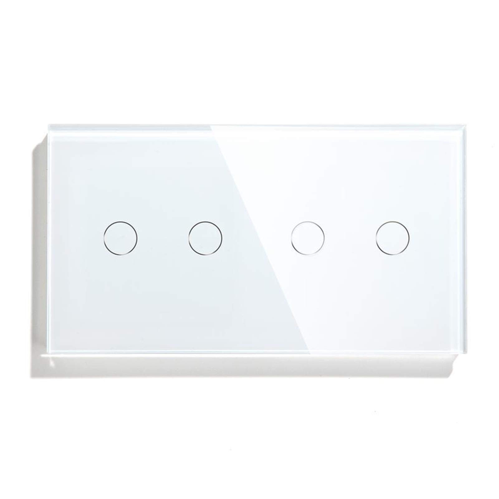 Interruptor Tactil,Interruptor Tactil Pared 4 Botón de pandillas Interruptor táctil 157 mm Interruptor de luz eléctrica Clase de cristal Interruptor de panel blanco Negro Negro Mejora de la casa(White