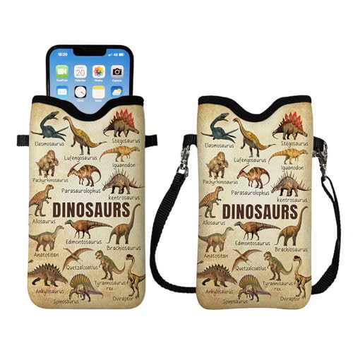 Image of Cell Phone Sleeve Pouch with Adjustable Strap - Dinosaur Stuff