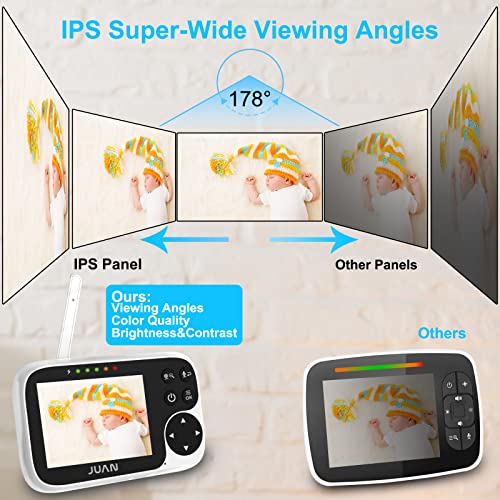 Juan Baby Monitor With Camera And Audio, 3.2'' Ips Screen Video Baby Monitor, 1000Ft Range Baby Monitor No Wifi, Pan-Tilt-Zoom Camera, 2-Way Talk, Night Vision, Temperature, Vox Mode, 8 Lullabies #TOP2