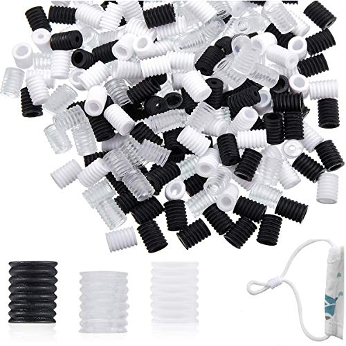 Jicyor Ajusteur Cordon, 300pcs Elastique Antidérapant Silicone Boucles Lanière Réglable Serrures Butée Verrouillage Ressort Serrage Boucles Bascule Bouchon Cordon pour Réglage Corde Transparent Cover