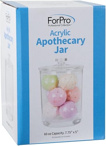 Miniatura 2 de ForPro Professional Collection Tarro de boticario acrílico con tapa, contenedor de almacenamiento de 60 onzas para baño, cocina y oficina, 7.75 x 5