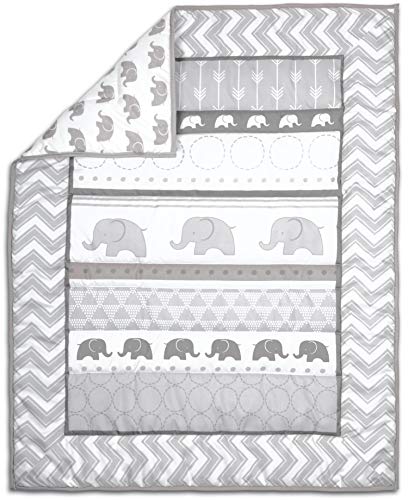 The Peanutshell Elephant Walk Crib Bedding Set - 3 Piece Unisex Nursery Set - Crib Quilt, Crib Sheet, Crib Skirt #TOP2