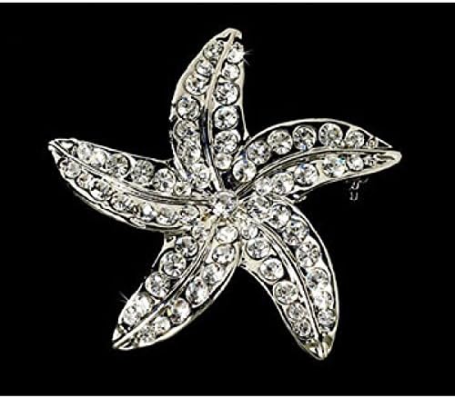 Crystal Starfish Bridal Beach Brooch