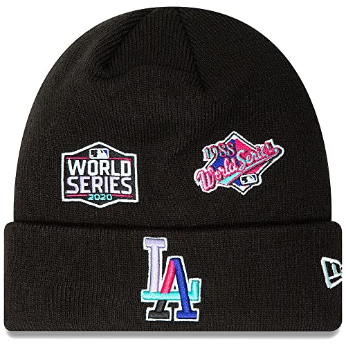 New Era LA Los Angeles Dodgers World Series Cooperstown Knit Cuff Beanie Hat Black